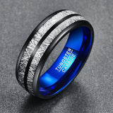 Sleek Blue Stripe Men's Finger Ring