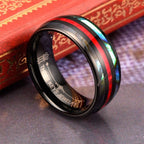 Red Striped Stainless Finger Ring