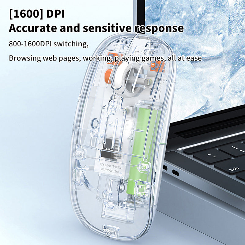 Transparent Silent Dual-Mode Bluetooth Wireless Optical Mouse