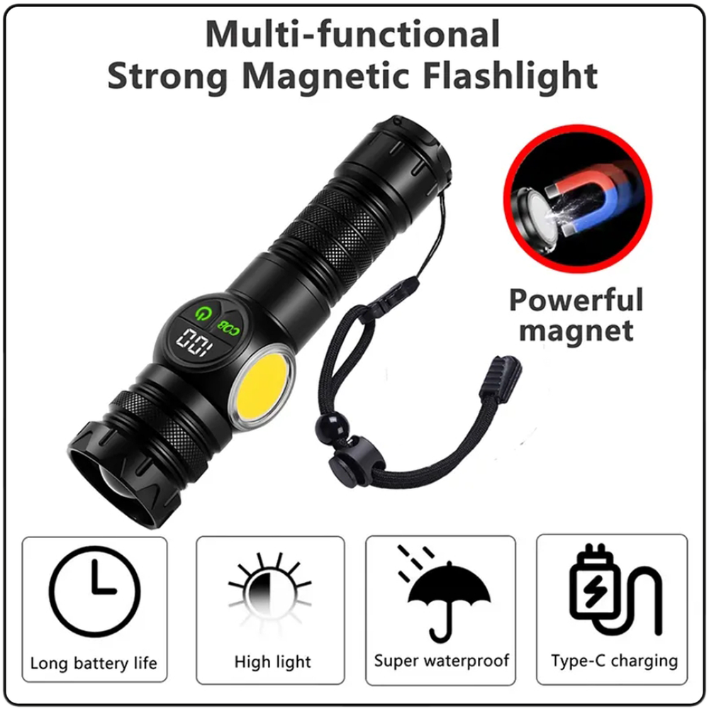 Rechargeable COB LED Tactical Flashlight Torch