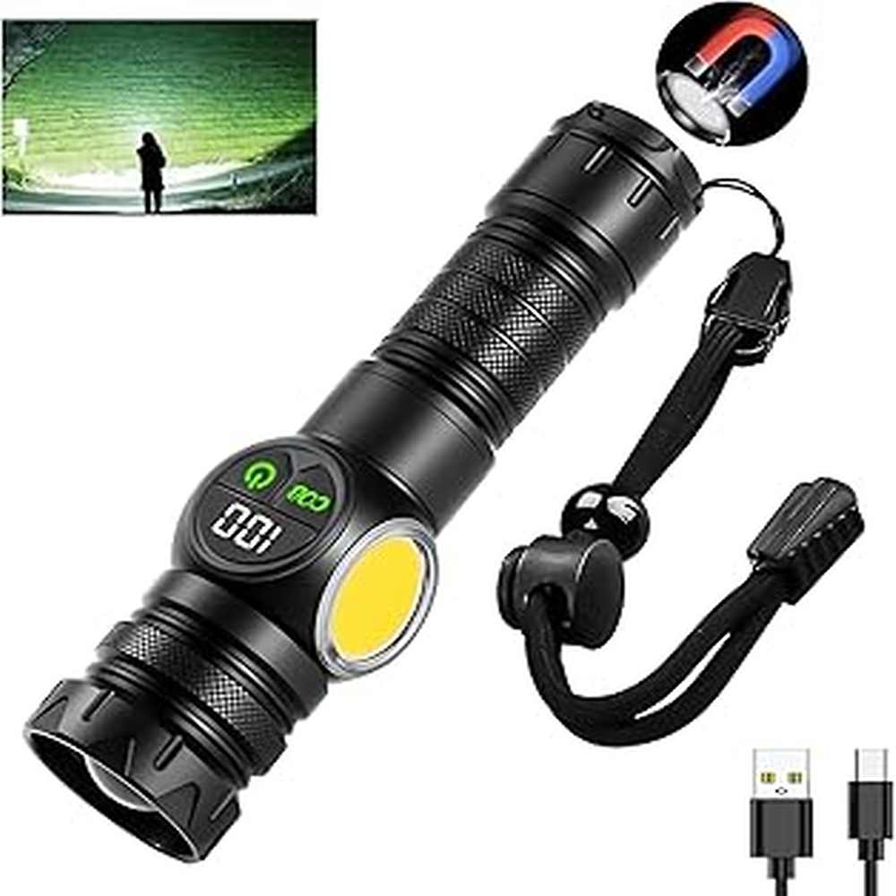 Rechargeable COB LED Tactical Flashlight Torch