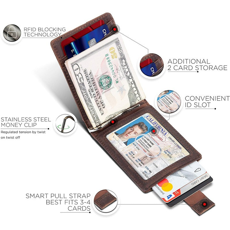 Solid Color Sleek Leather Card Holder