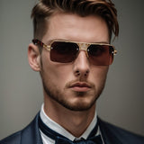 European Retro Frameless Men Sunglasses