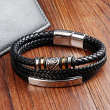 Black Double Layer Leather Bracelet