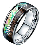 Silver Polished Natural Wood Grain Finger Ring