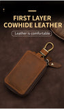 Vintage Cowhide Car Key Cover(Single Zipper)