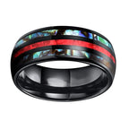 Red Striped Stainless Finger Ring