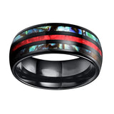 Red Striped Stainless Finger Ring