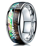 Silver Polished Natural Wood Grain Finger Ring