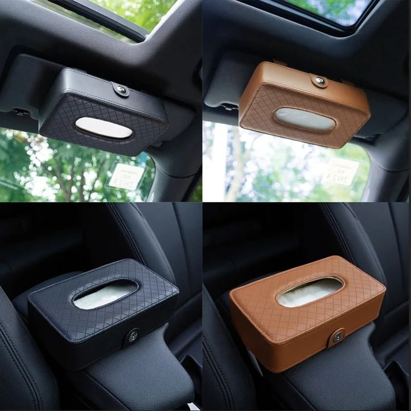 Leather Type Car Sun Visor Tissue Box Holder