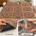 Anti-slip black backing and washable placemat care