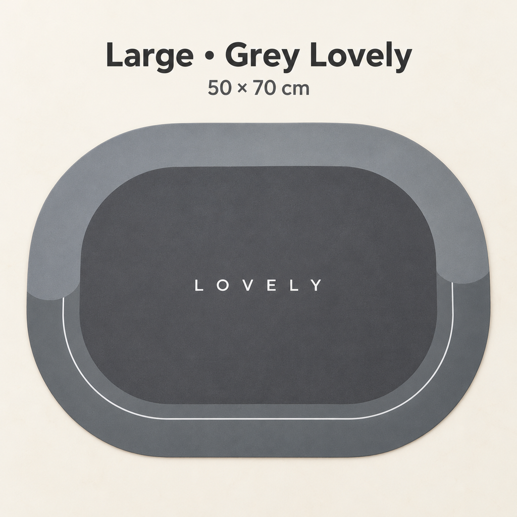 Large Grey Lovely bathroom door mat 50 x 70 cm