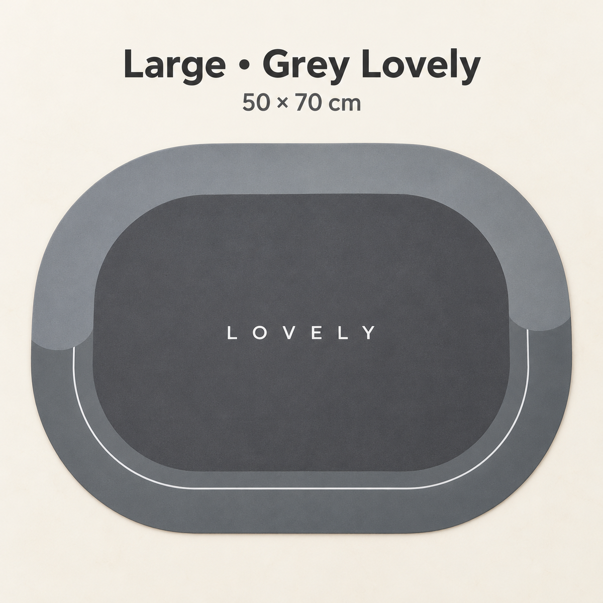Large Grey Lovely bathroom door mat 50 x 70 cm