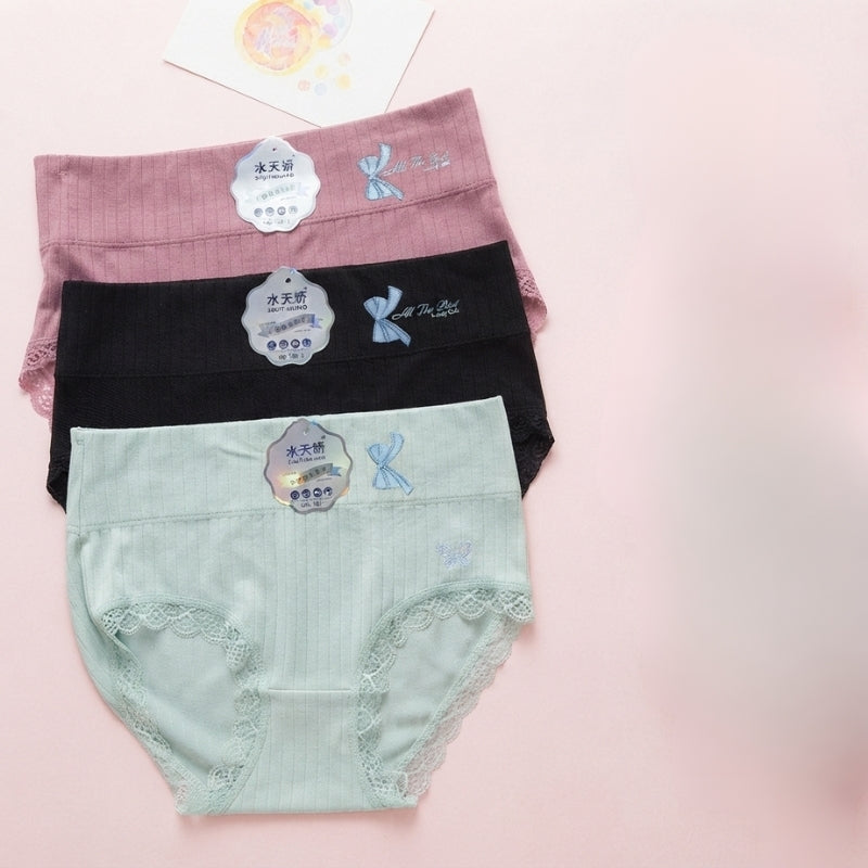 Premium Ribbed Lace Comfort Panty ( Set of 3 )