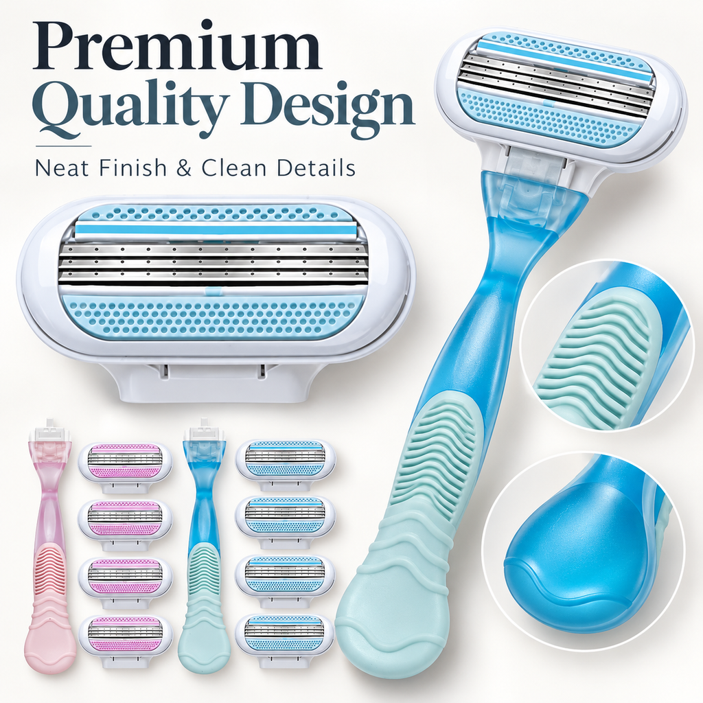 Premium quality design details of 3-layer shaving razor