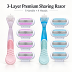 SmoothEdge 3-layer premium shaving razor set in pink and blue