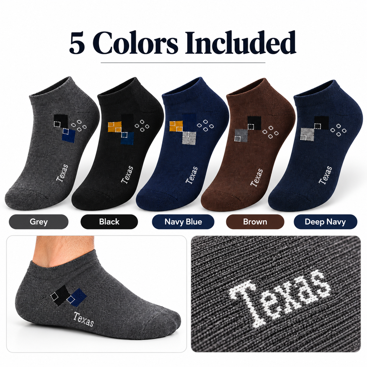 Texas socks five color guide