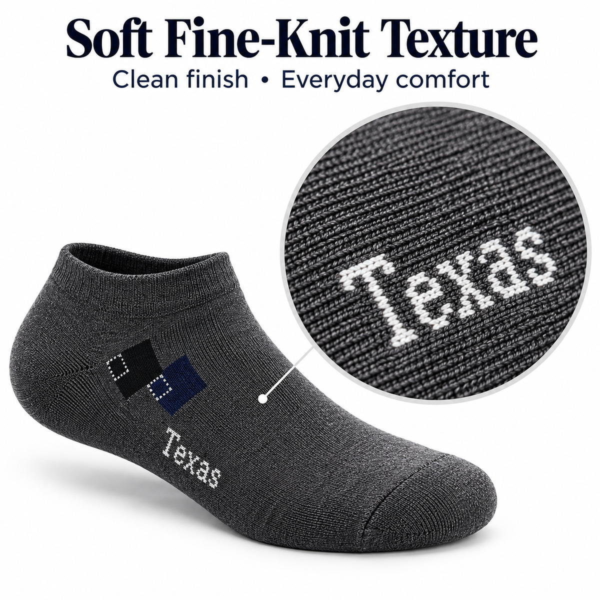Texas socks fine knit material detail
