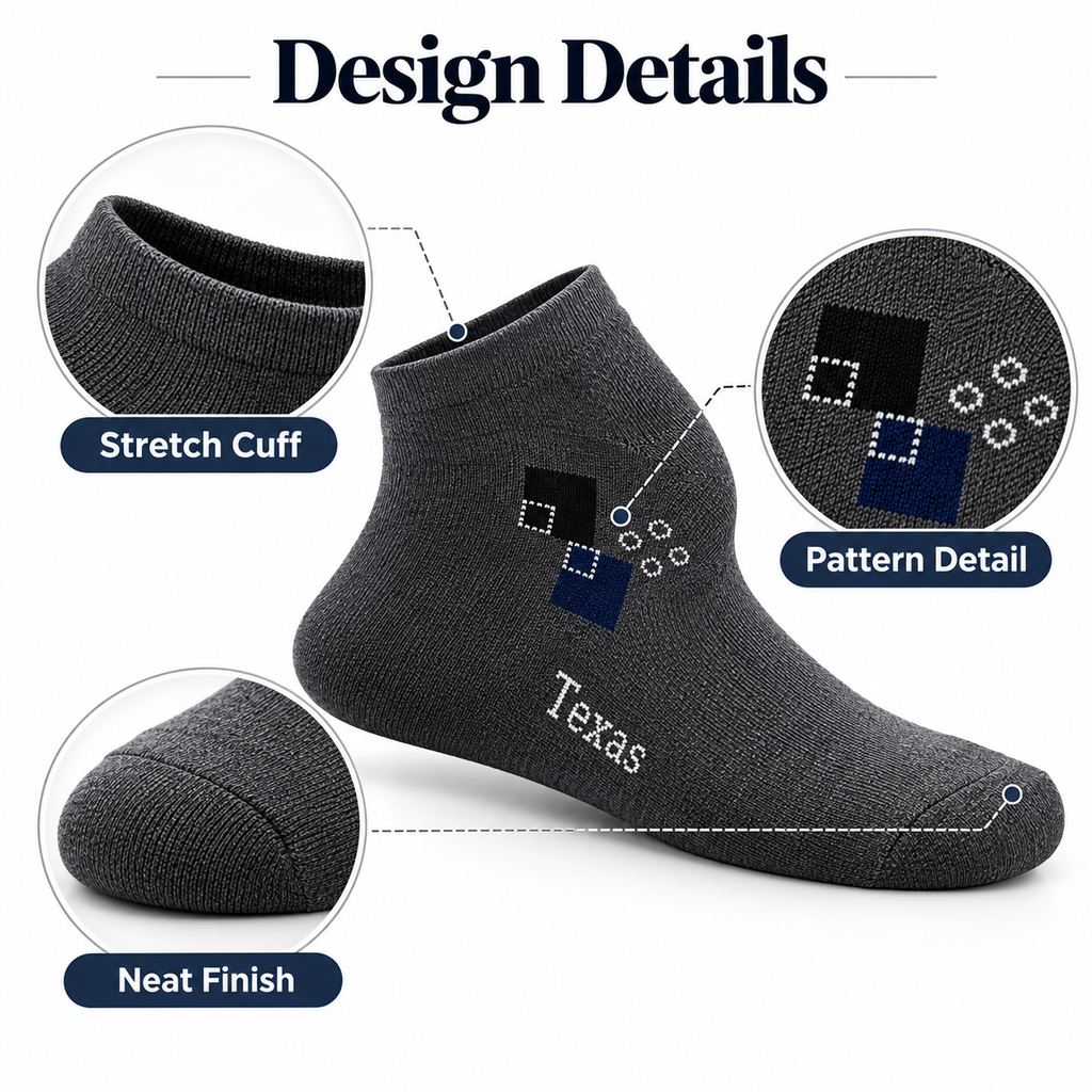 Texas socks pattern and cuff design details