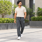 Bangladeshi model wearing Black Micro Check trousers outdoors