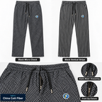 Elastic waistband drawstring and front zip closure details