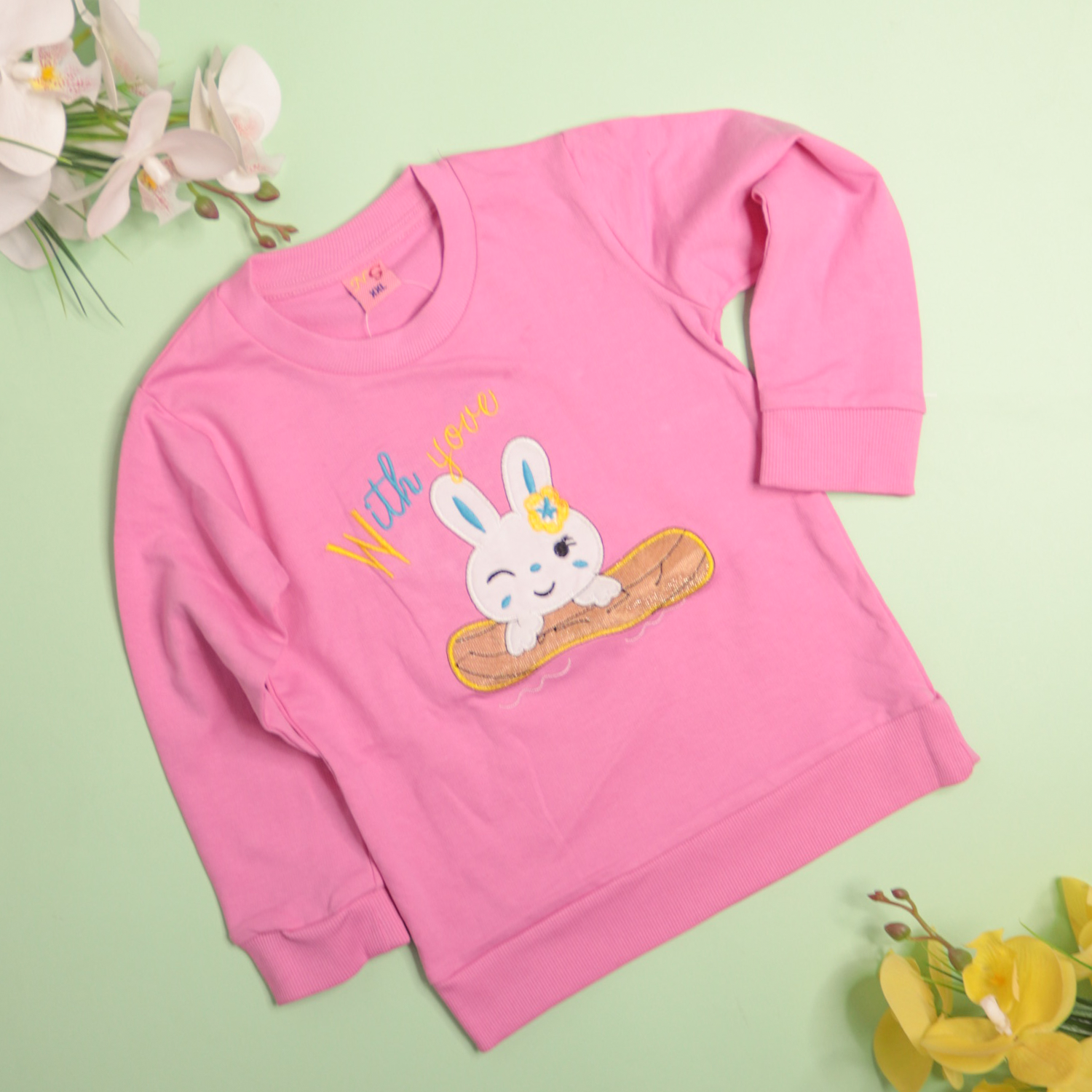Girl's Bunny Embroidery Sweatshirt