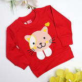 Kid's Warm Cat Design Sweatshirt
