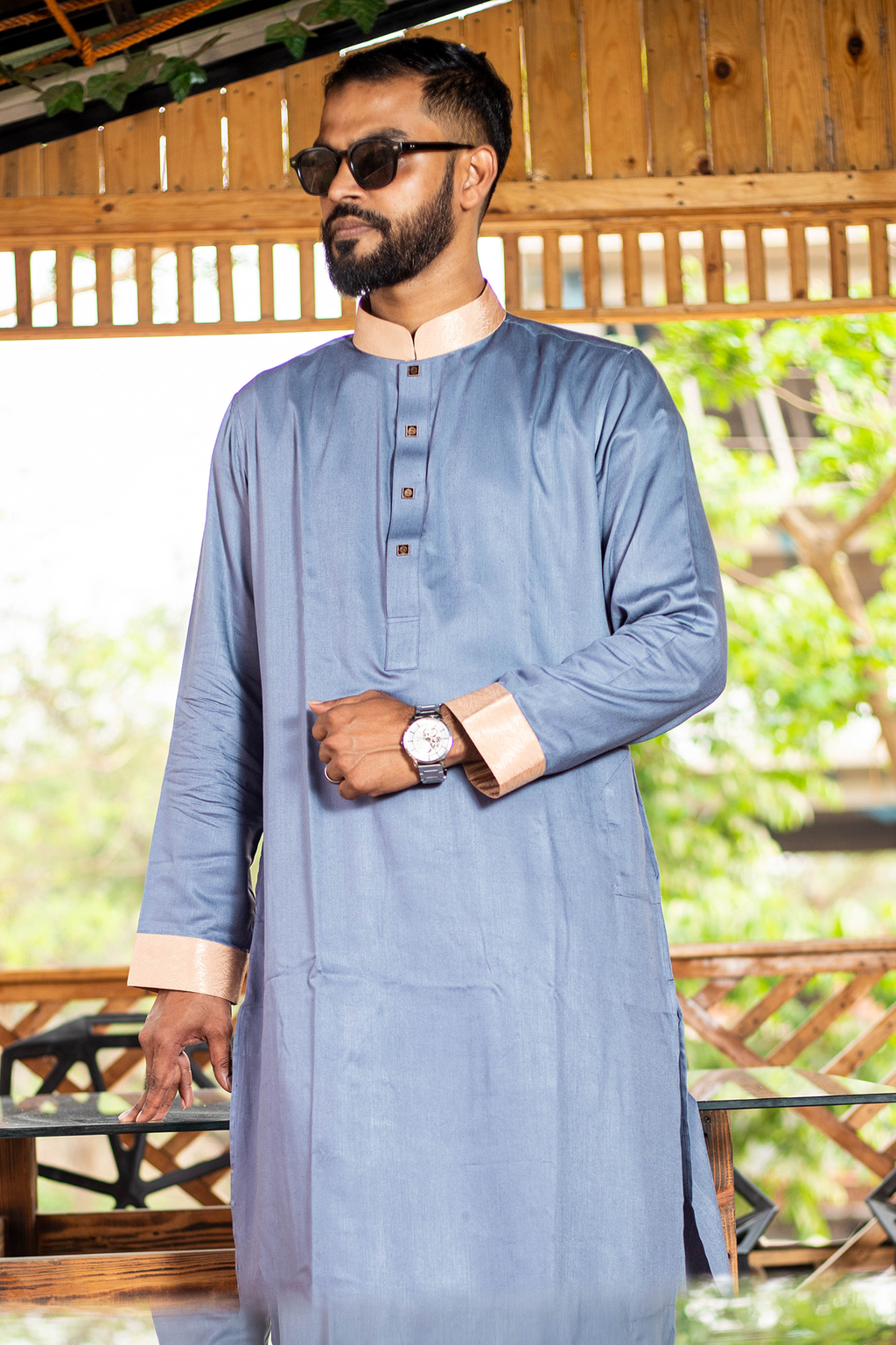 Light Gray Solid Color Premium Panjabi