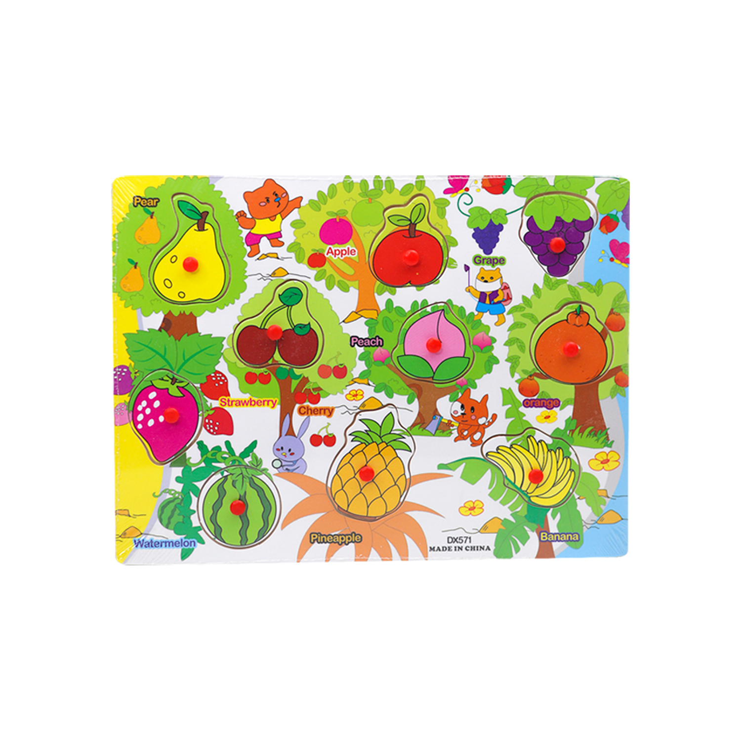 Wooden Alphabet Fruits Learning Educational Puzzle Board