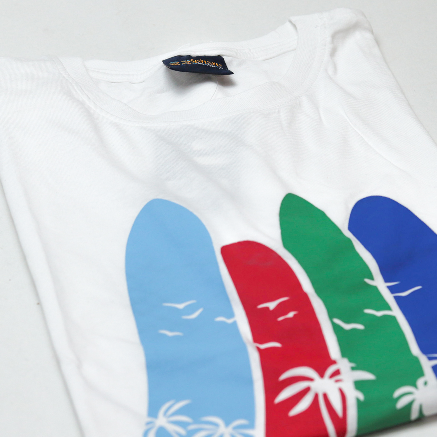 Beach Tree Pattern Short Sleeve Cotton T-shirt