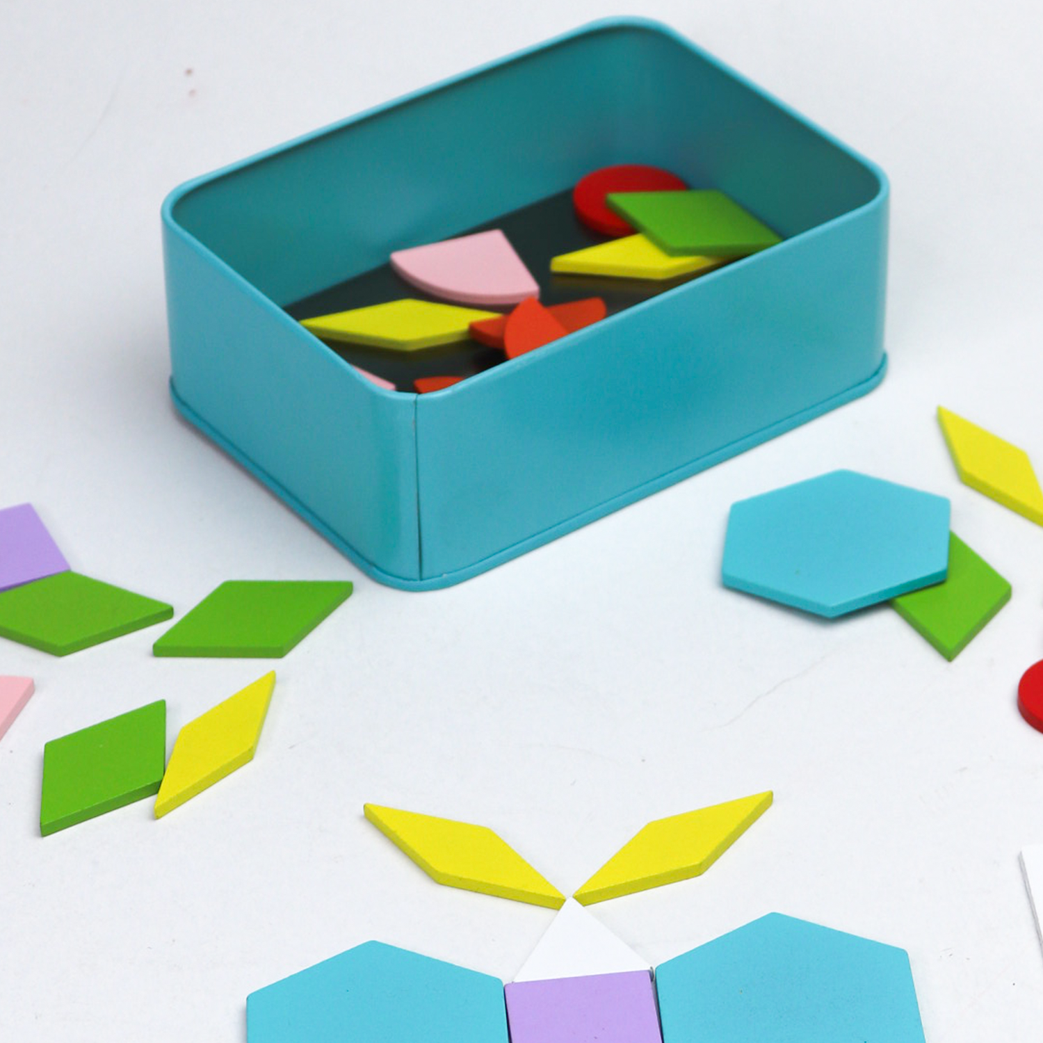 45 Pcs Polygonal Tangram Puzzle Wooden Toys