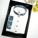 CARE ME’s Floral Neck Pure White Elite Panjabi