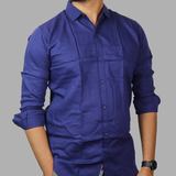 Solid Color Cotton Casual Full Shirt