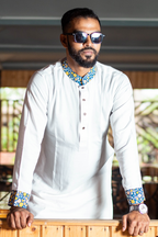 Designed Neck Pure White Premium Panjabi