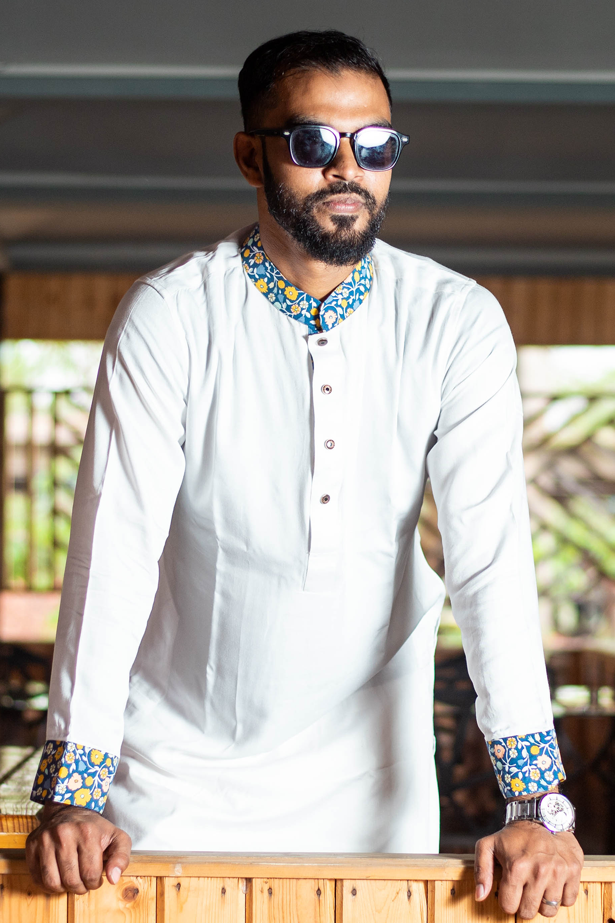 Designed Neck Pure White Premium Panjabi