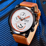 Men's Stylish Round Dial Leather Watch