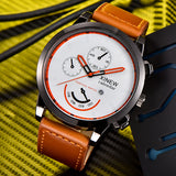 Men's Stylish Round Dial Leather Watch