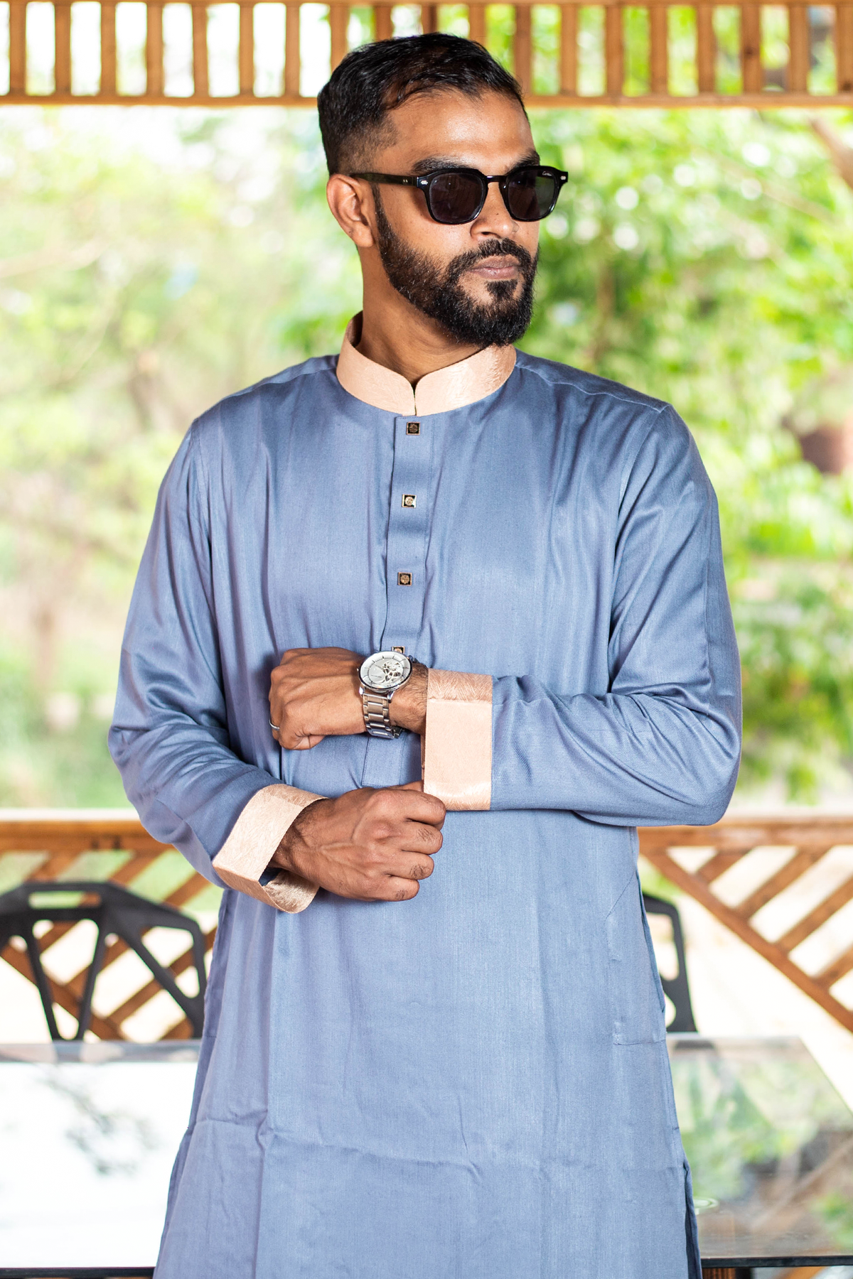 Light Gray Solid Color Premium Panjabi