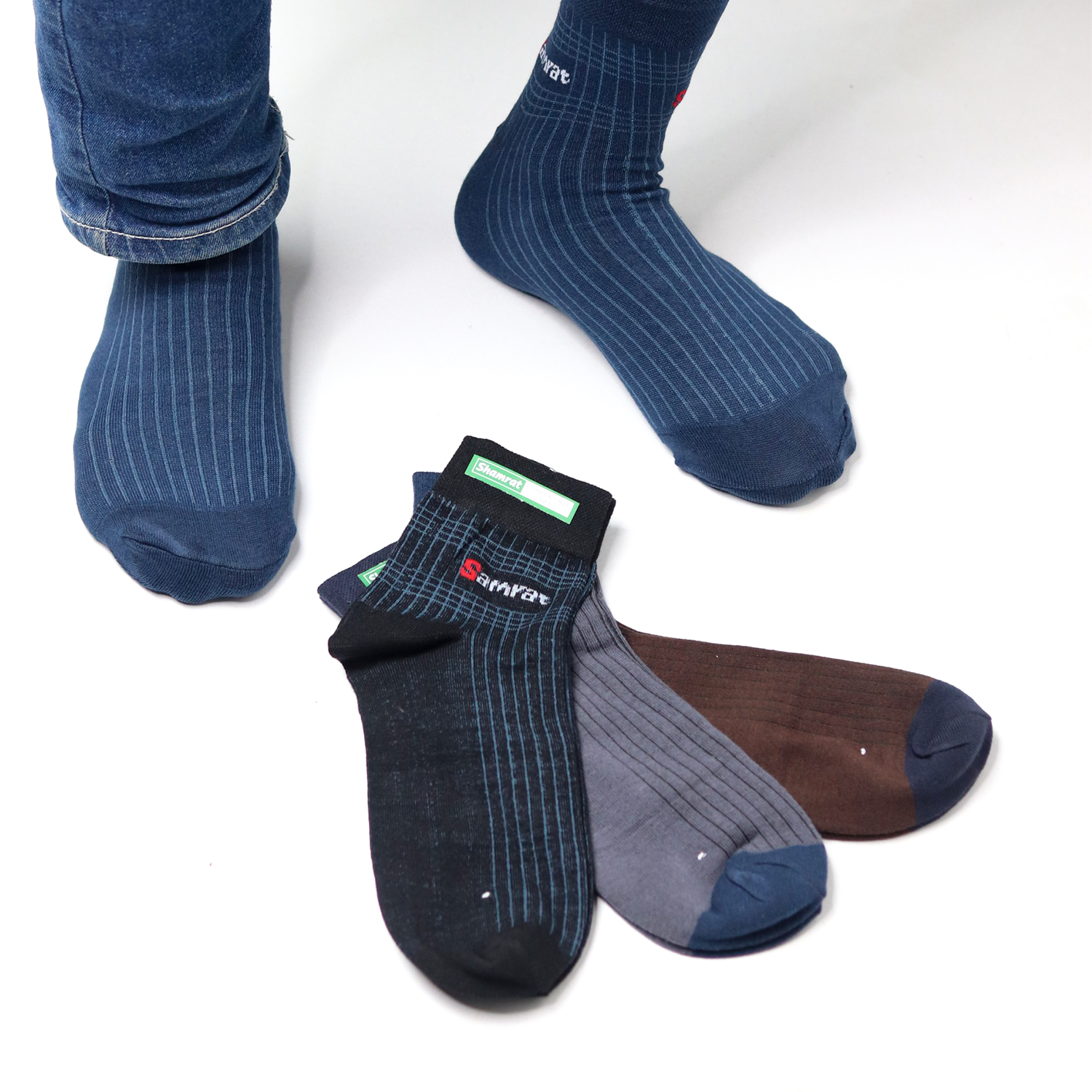 Thin Stripe Cotton Socks -3 Pairs
