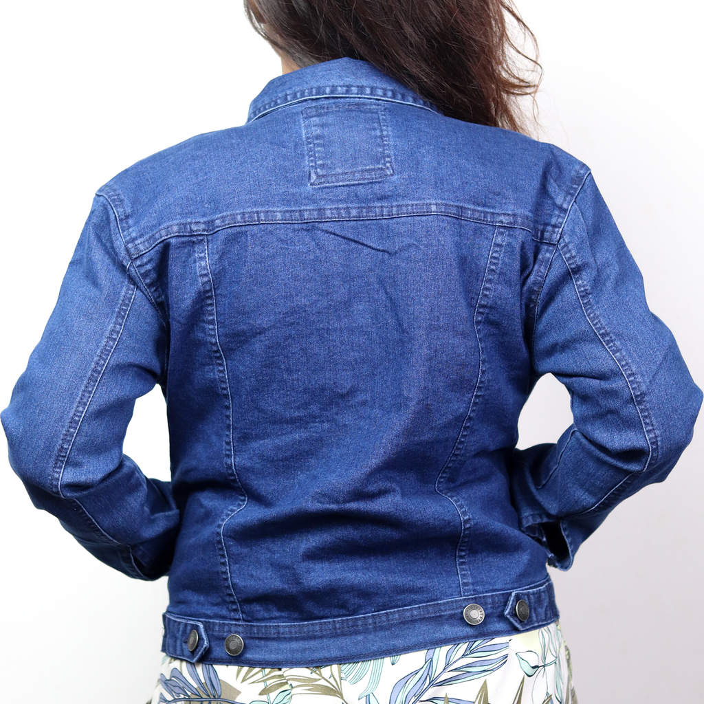 Women Full Sleeve Solid Denim Jacket