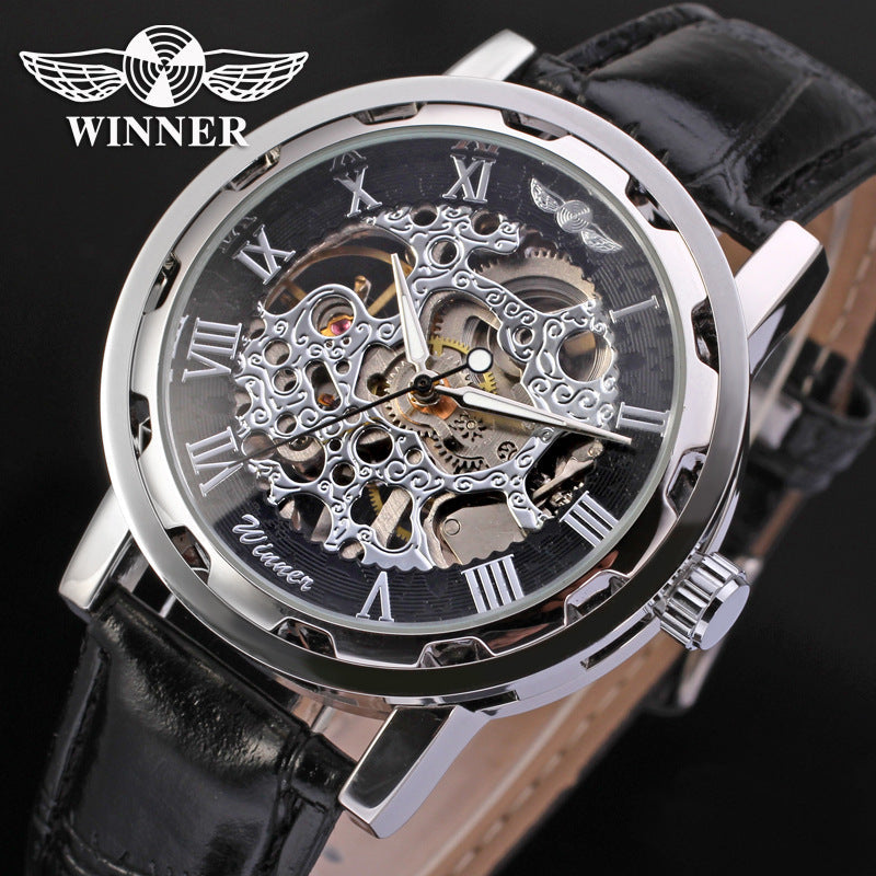 BENYAR Automatic Mechanical Watches for Men Skeleton Black Leather Watch  Waterproof Business Men's Wrist Watches