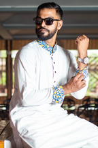 Designed Neck Pure White Premium Panjabi