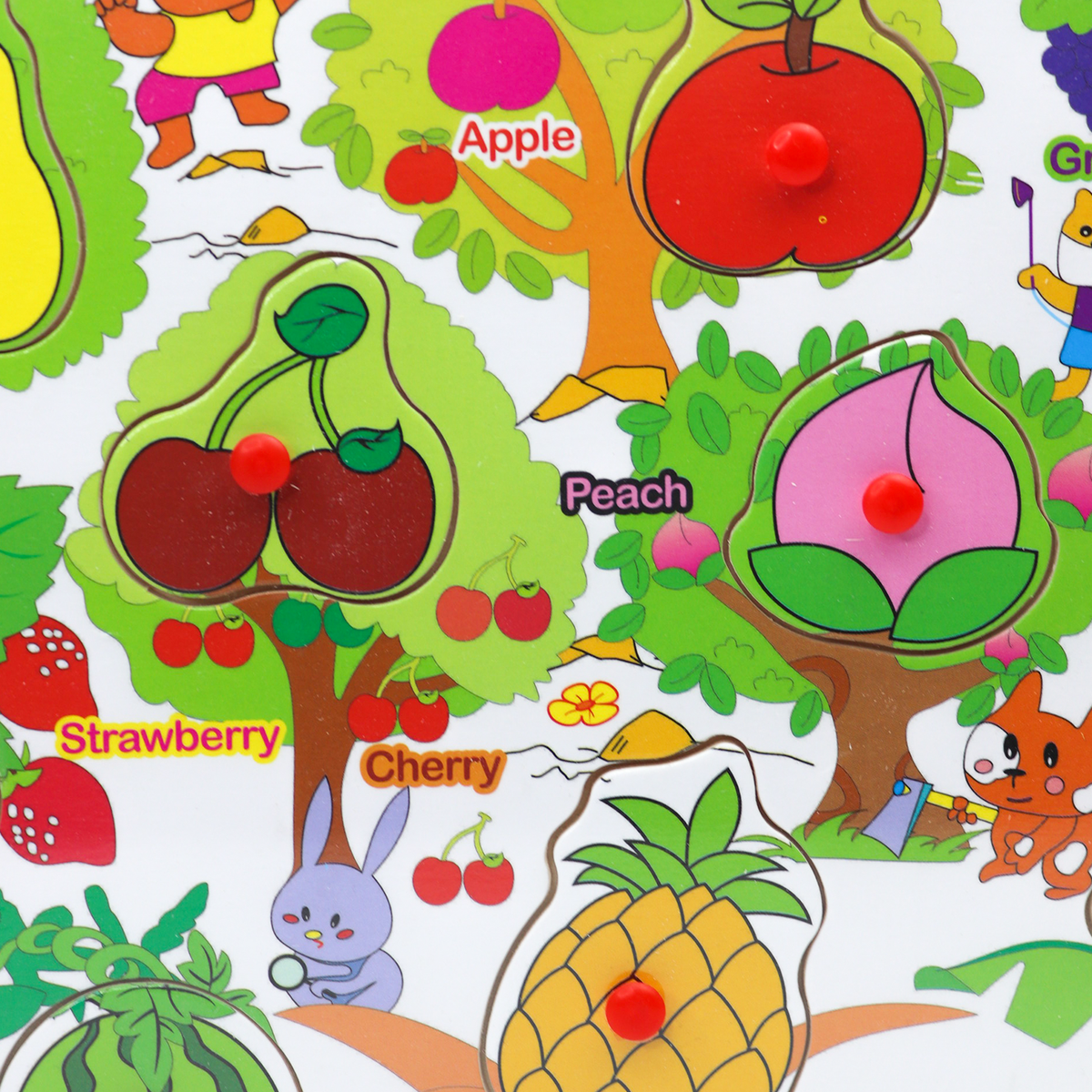 Wooden Alphabet Fruits Learning Educational Puzzle Board