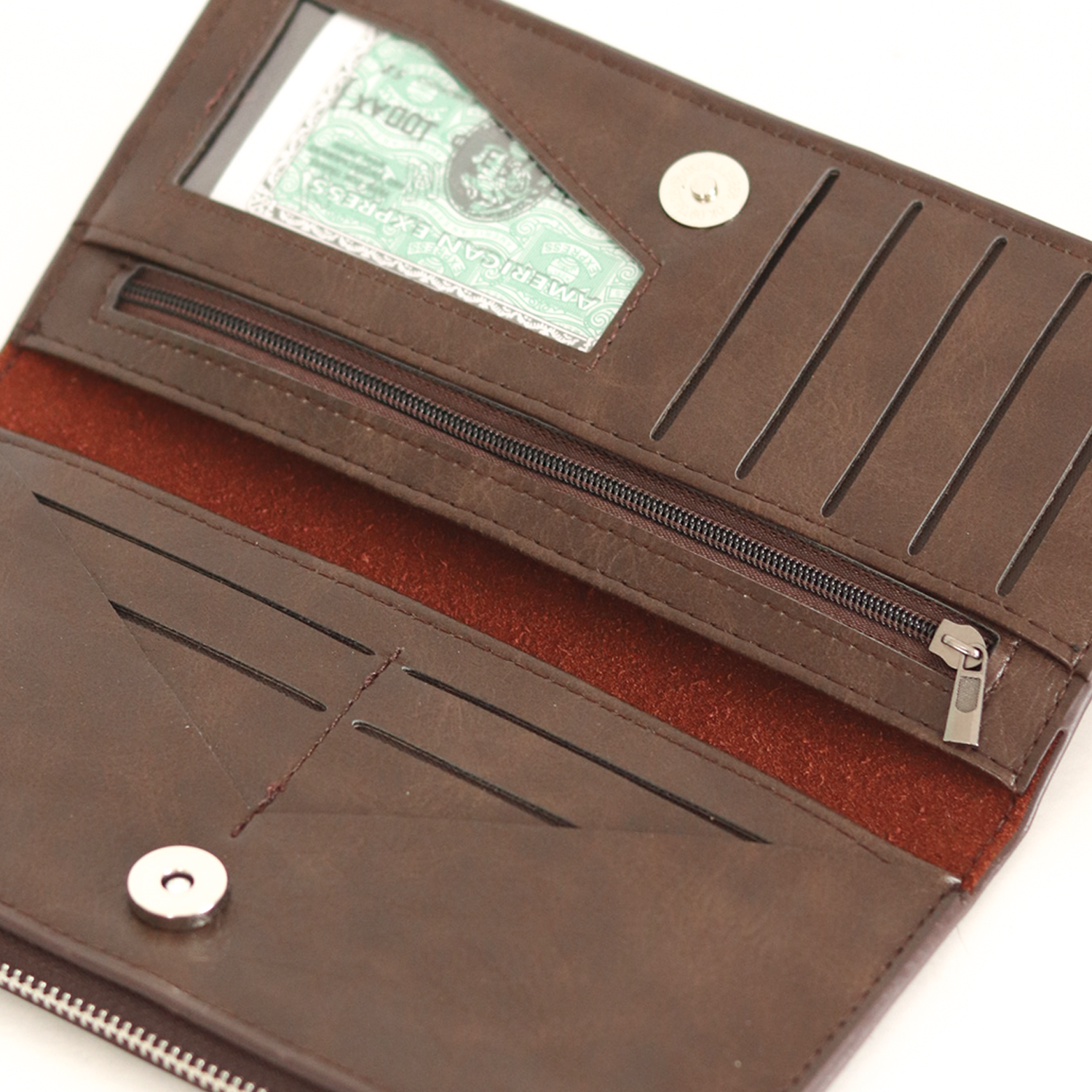 Zipper Compartment Attached Men's Long Wallet