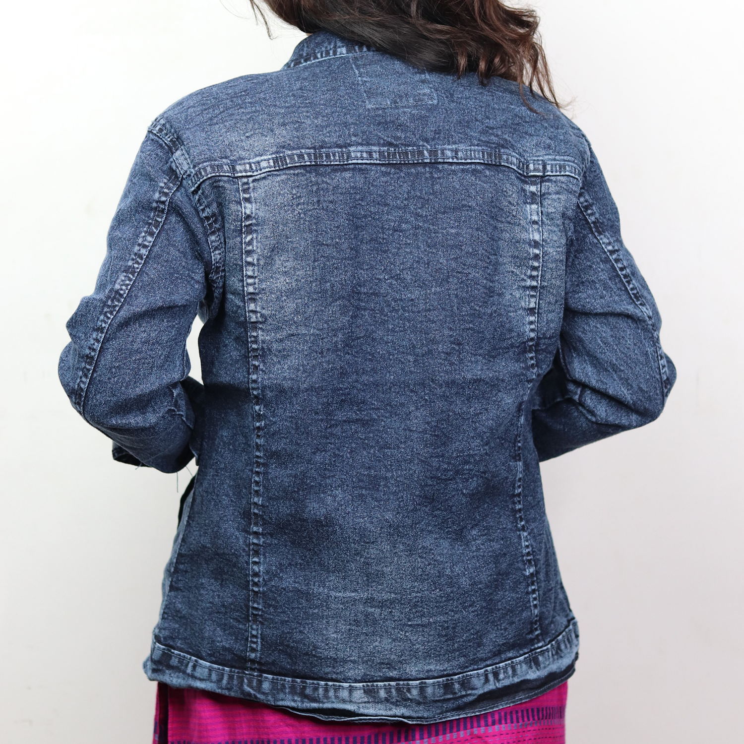 Washed Design Denim Jacket for Ladies