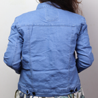 Women Full Sleeve Solid Denim Jacket