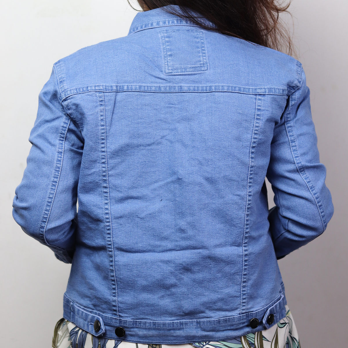 Women Full Sleeve Solid Denim Jacket