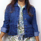 Women Full Sleeve Solid Denim Jacket