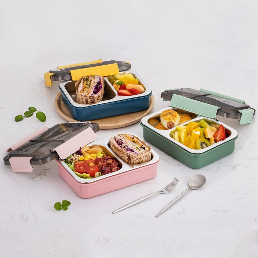 1pc Stainless Steel Lunch Box, Dual Layer Large Capacity Insulated