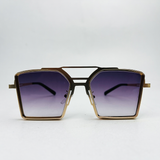 Double Beam Square Large Metal Frame Trendy Sunglass